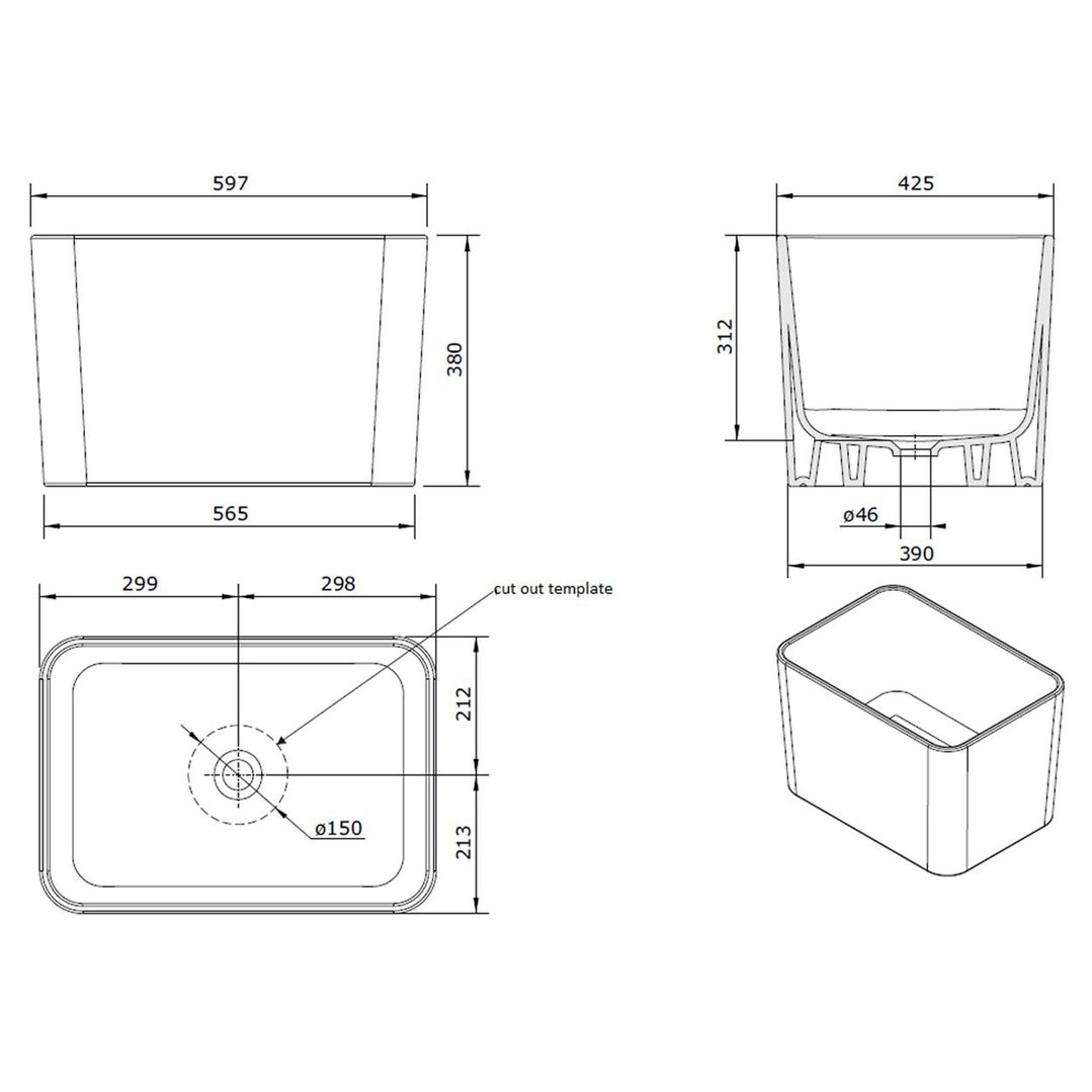 Turner Hastings Tribo 60x42 Fireclay Sink 109900