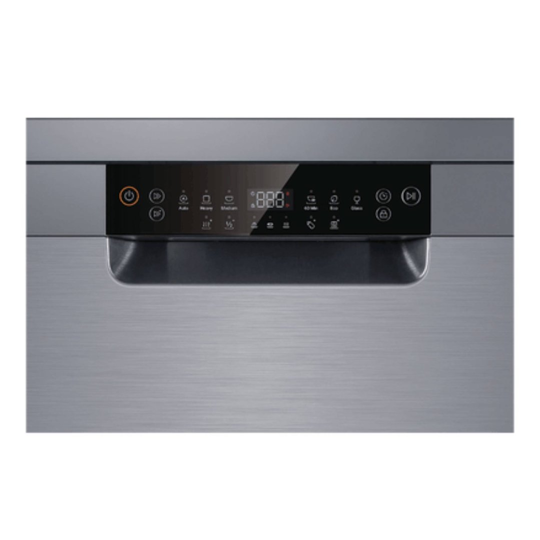 Haier 15PL Freestanding Dishwasher, Sanitise, Satina HDW15F1S1