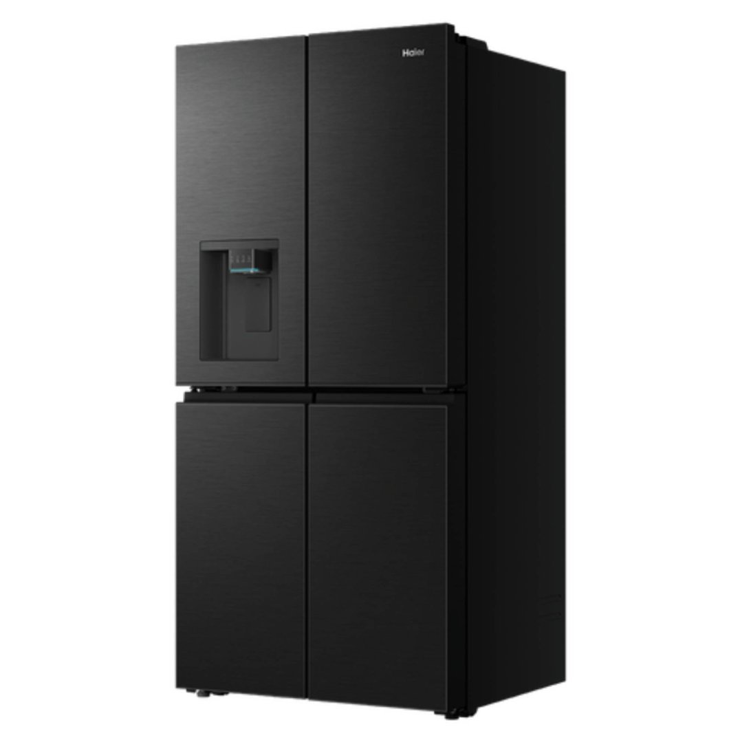 Haier 550L, Quad Door Refrigerator Freezer, Ice & Water, Plumbed, Black HRF590YZC