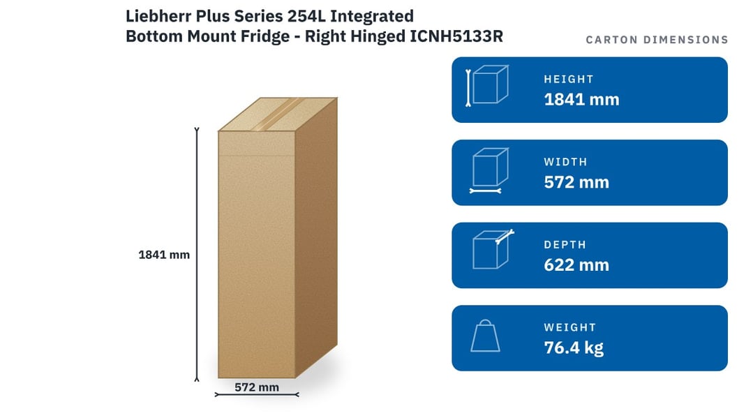 Liebherr Plus Series 254L Integrated Bottom Mount Fridge - Right Hinged ICNH5133RHH