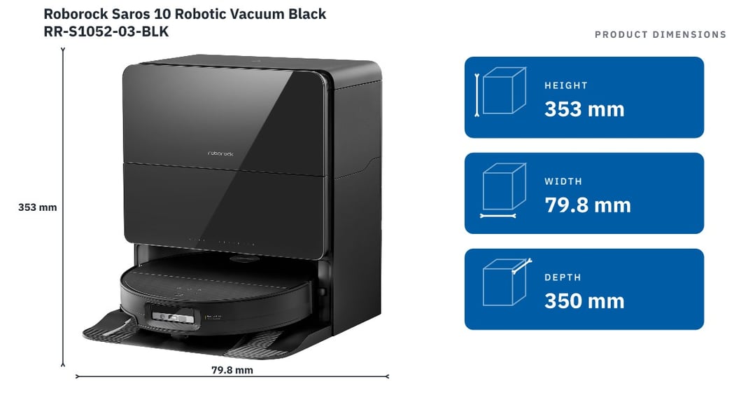 Roborock Saros 10 Robotic Vacuum Black RR-S1052-03-BLK