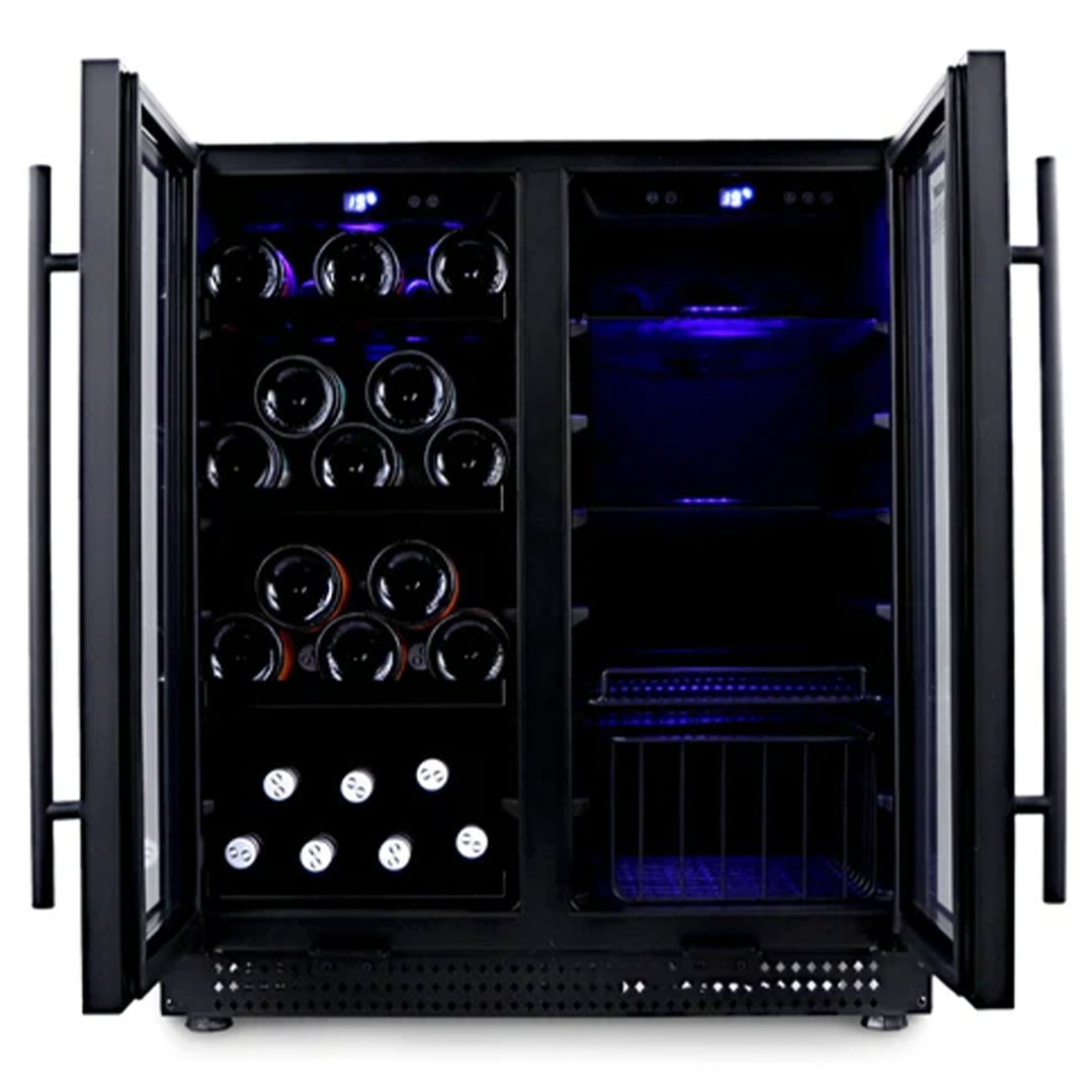 Husky Riserva 168L Double Door Dual Zone Wine Fridge in Black