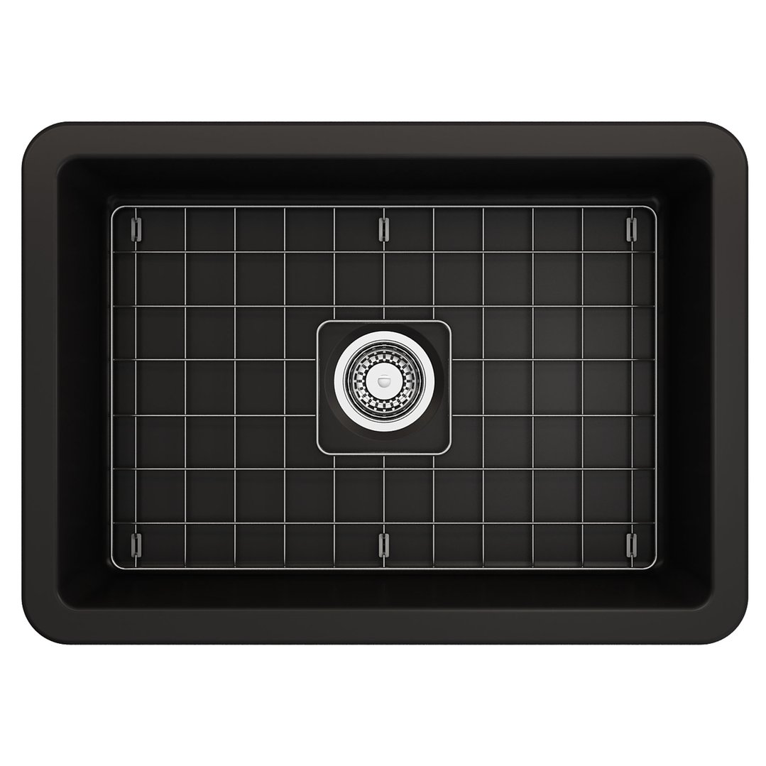 Turner Hastings Cuisine 68x48 Inset / Undermount Fireclay Sink Matte Black with Overflow CU68FS-MB-OF