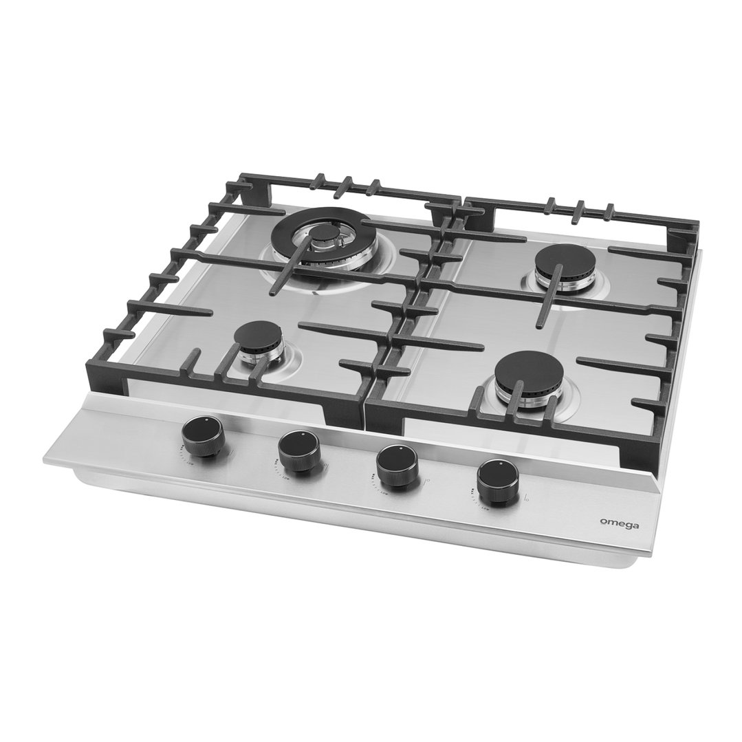 Omega 60cm Gas Cooktop - Stainless Steel. OCG604WX