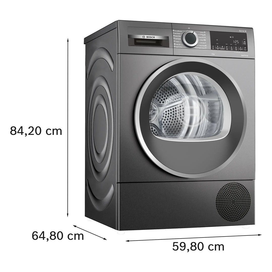 Bosch 8kg Series 6 Grey Heat Pump Dryer WQG235DRAU