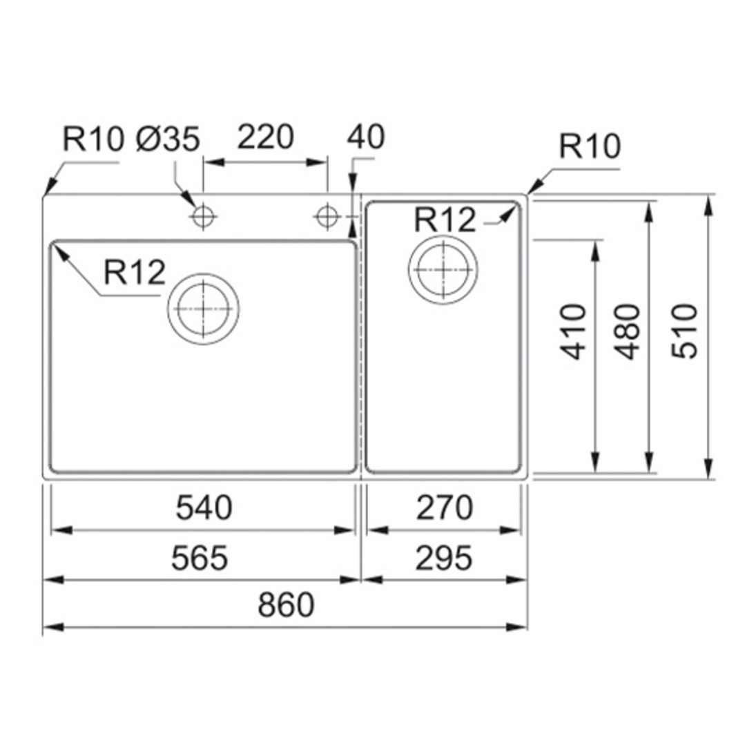 Franke Box Centre Sink BWX220-5427SBR