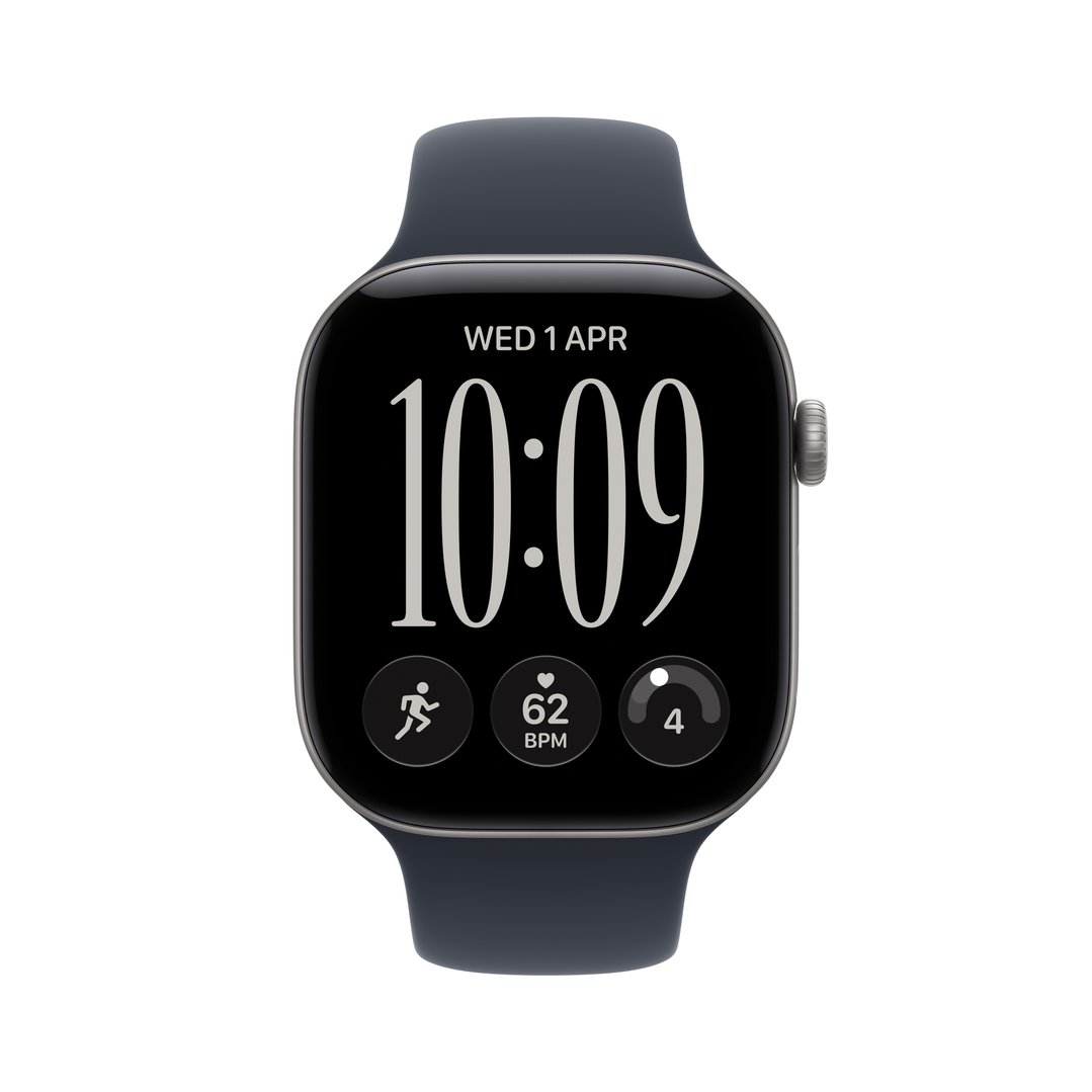 Apple Watch Series 12 GPS 46mm Space Gray Aluminum Case with Navy Blue Sport Band - M/L MJEJ4X/A