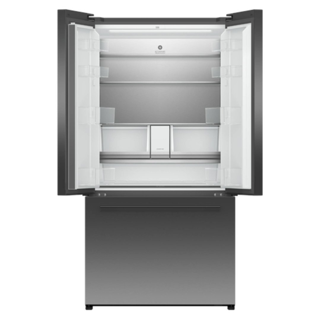 Fisher & Paykel 612L Series 7 French Door Refrigerator Freezer, Non-Plumbed Ice & Water, Black Stainless Steel RF600ADYB1
