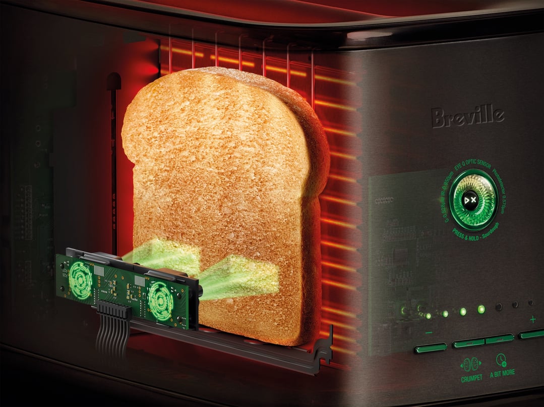Breville the Eye Q 870 Auto 4 Slice Toaster - Brushed Stainless BTA870BSS