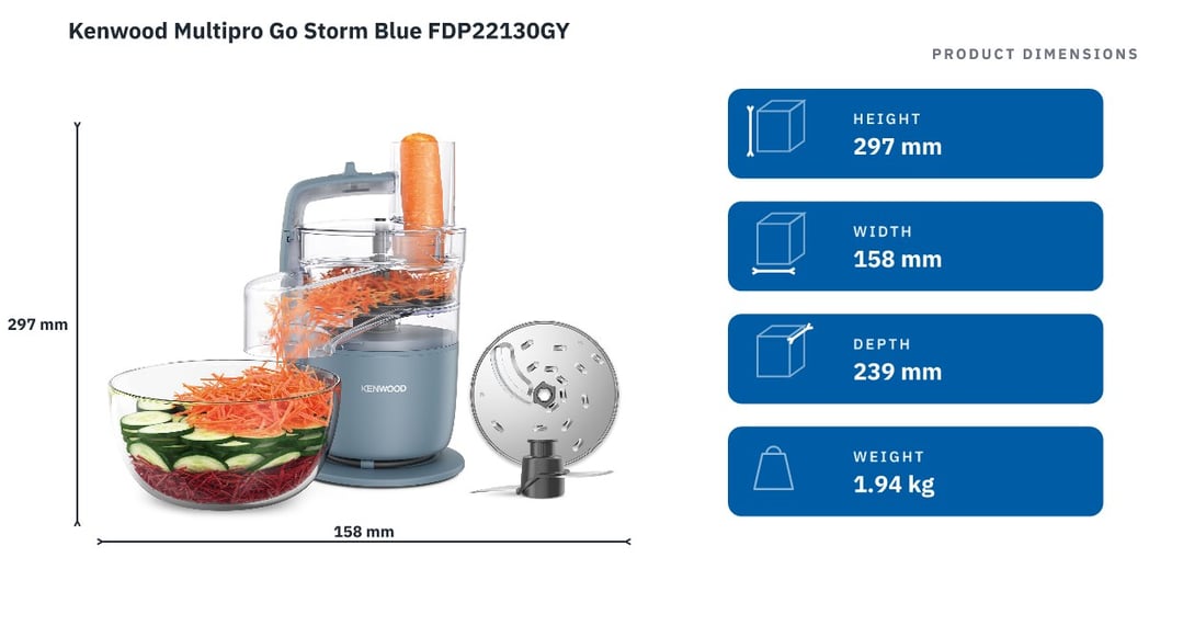 Kenwood Multipro Go Storm Blue FDP22130GY