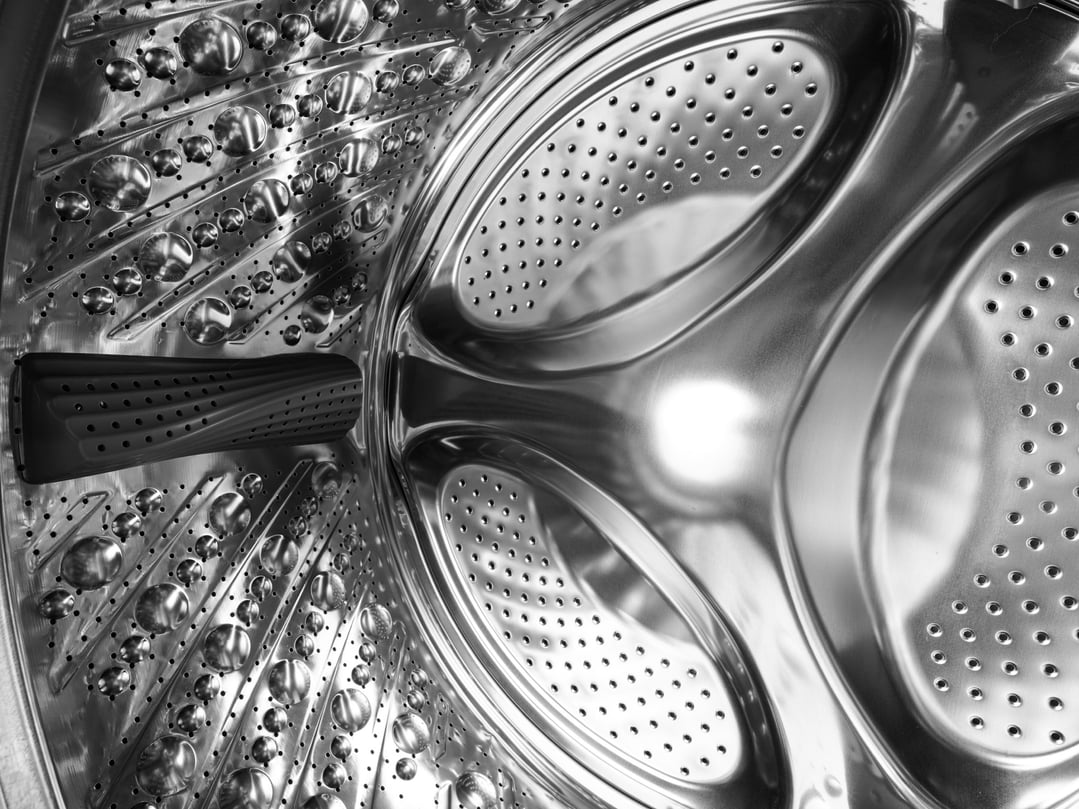 Close-up of the interior drum of a washer dryer combo