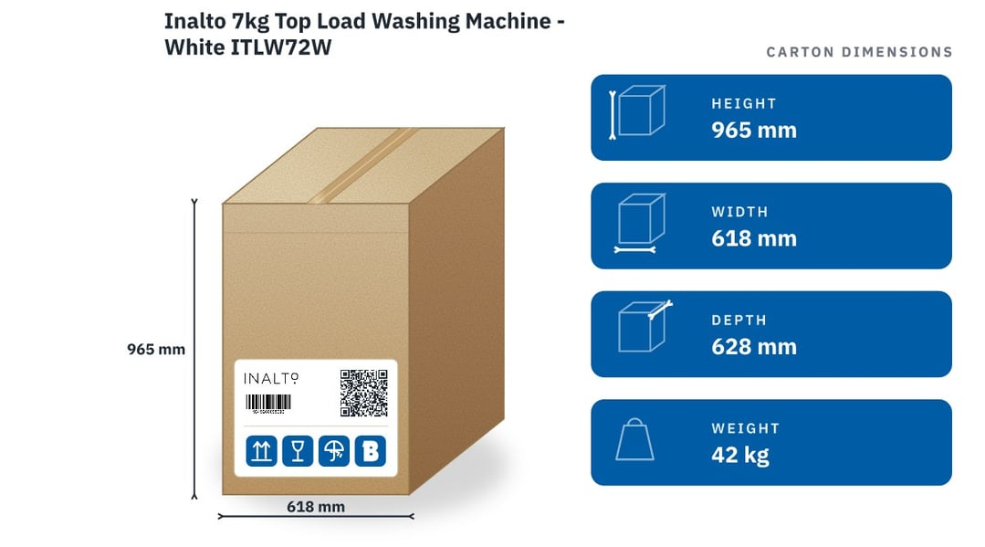 Inalto 7kg Top Load Washing Machine - White ITLW72W
