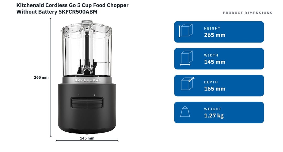 Kitchenaid Cordless Go 5 Cup Food Chopper Without Battery 5KFCR500ABM