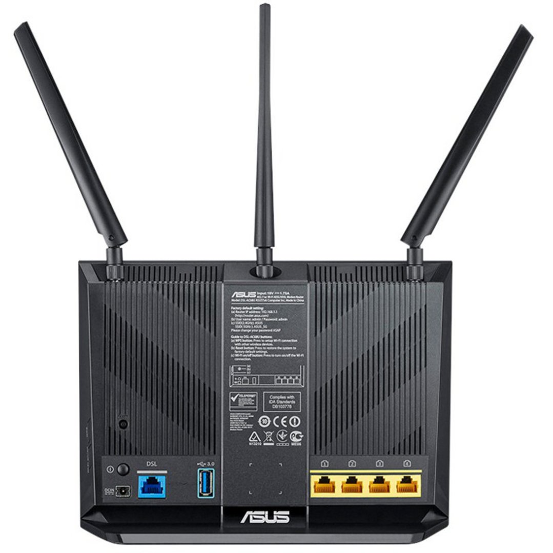 Asus Dual-Band Wireless-AC1900 Gigabit ADSL/VDSL Modem Router DSL-AC68U