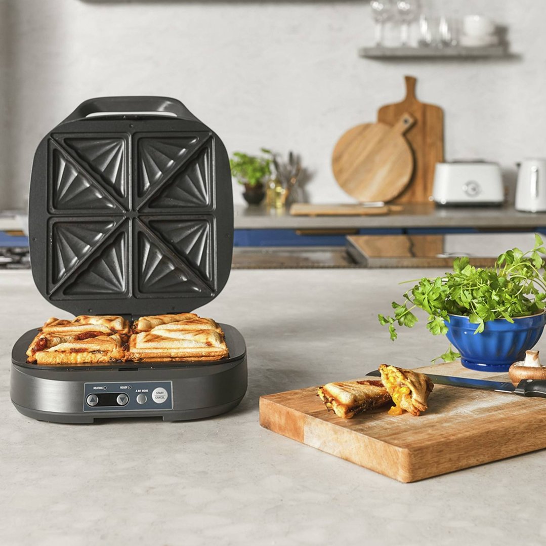 The Power Toastie sandwich maker with toasties on a kitchen counter