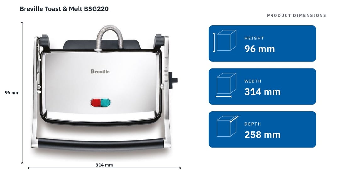 Breville Toast & Melt BSG220 — product dimensions