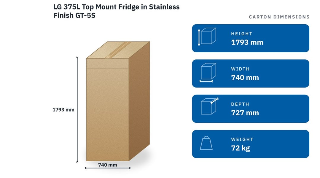 LG 375L Top Mount Fridge in Stainless Finish GT-5S