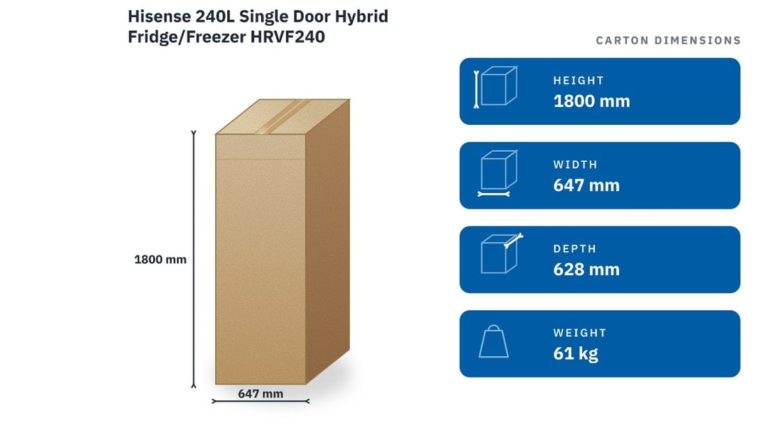 Hisense 240L Single Door Hybrid Fridge/Freezer HRVF240