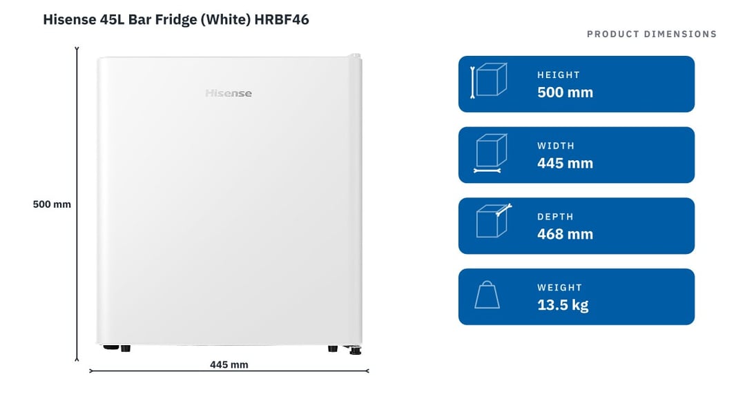 Hisense 45L Bar Fridge (White) HRBF46