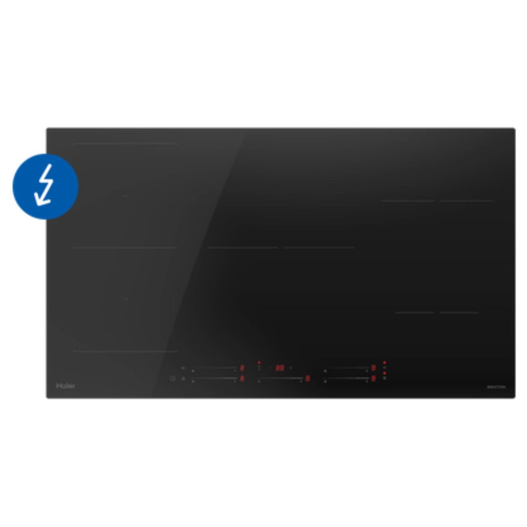 Haier 90cm 300 Series Induction Cooktop, 5 Zone (Black Glass) HCI905TPB4