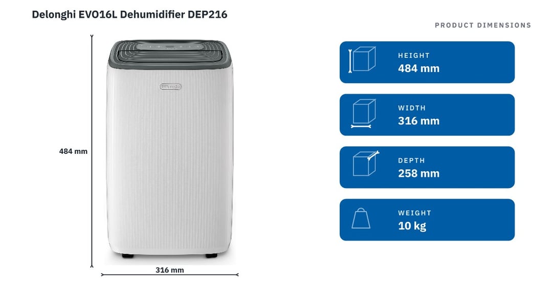 Delonghi AriaDry Evo 16L Dehumidifier DEP216