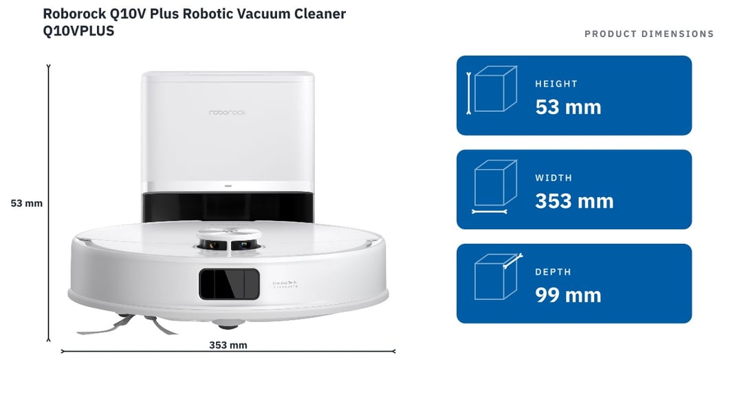 Roborock Q10V Plus Robotic Vacuum Cleaner Q10VPLUS — product dimensions