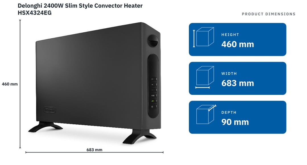 Delonghi 2400W Slim Style Convector Heater HSX4324EG