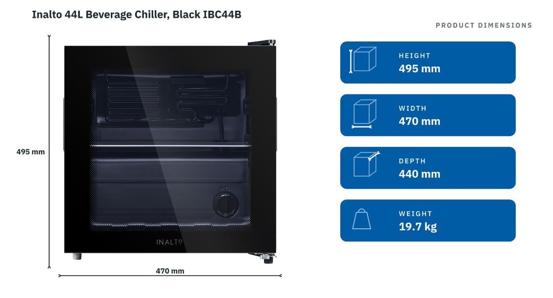 Inalto 44L Beverage Chiller, Black IBC44B — product dimensions