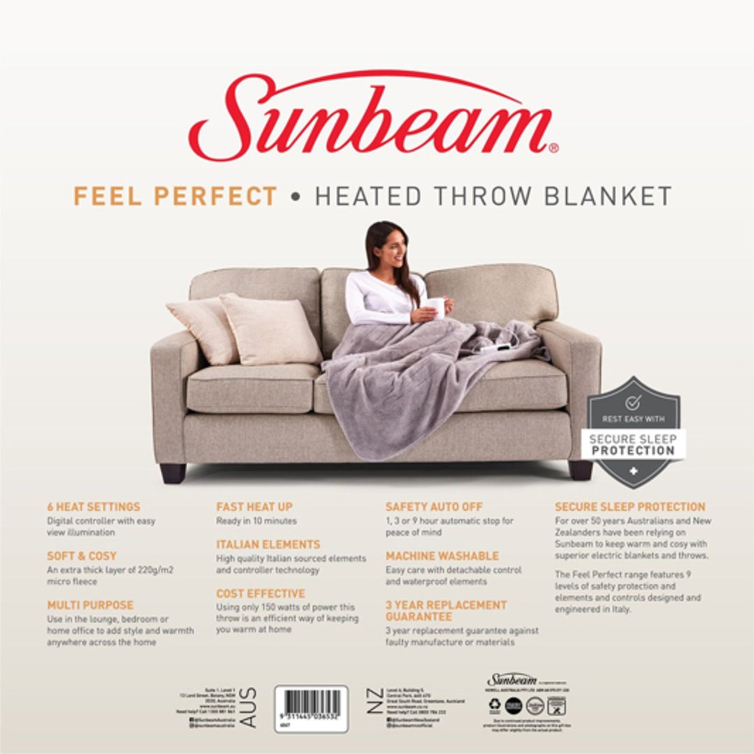 Sunbeam Feel Perfect Sherpa Fleece Heated Throw TRF4200
