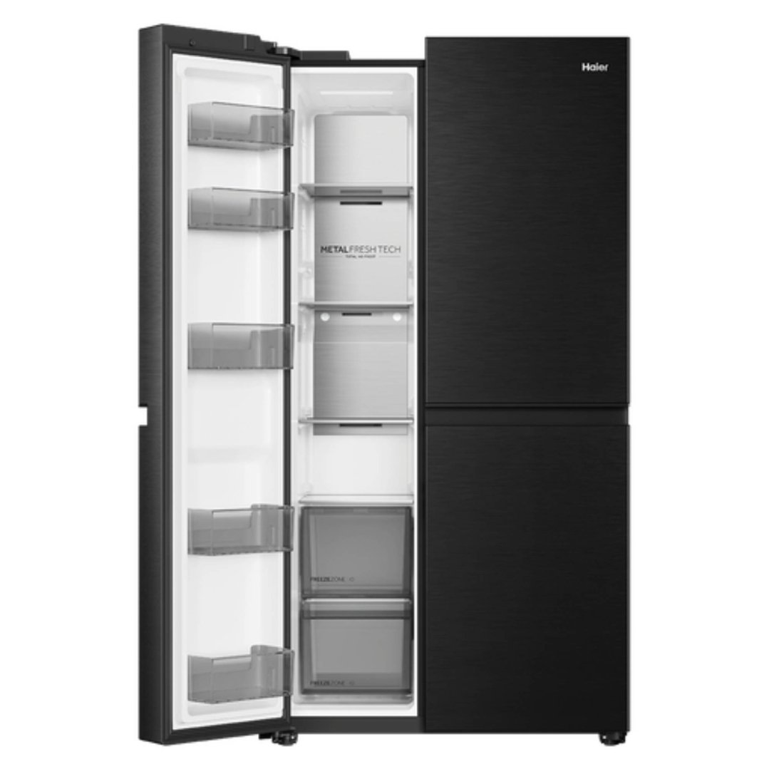 Haier 666L 500 Series, Side-by-Side Refrigerator Freezer, Black HRF650XC