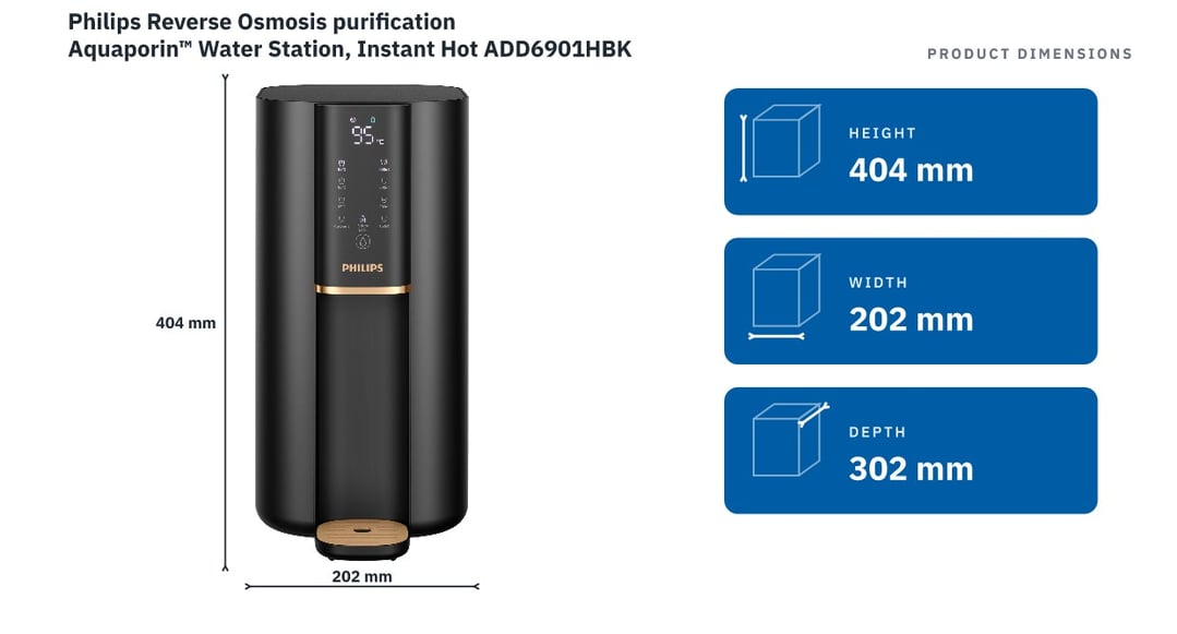 Philips Reverse Osmosis purification Aquaporin™ Water Station, Instant Hot ADD6901HBK01/79