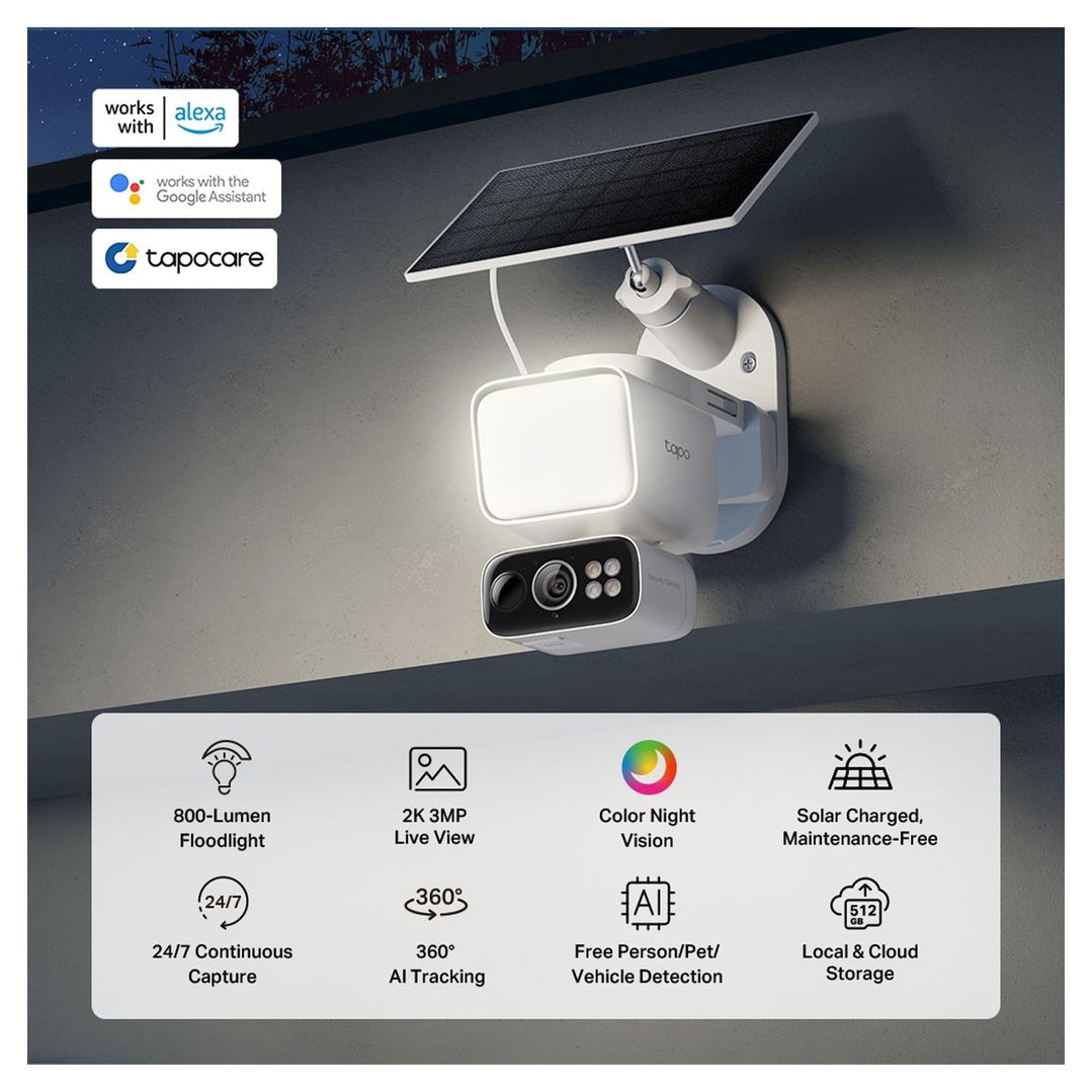 tp-link Tapo 2K Solar-Powered Floodlight Pan/Tilt Security Camera Kit TAPO-C615F-KIT