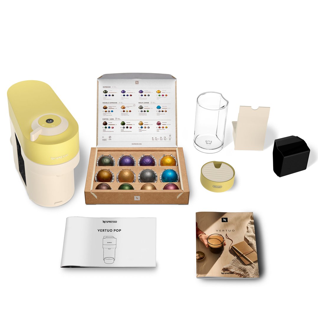 Delonghi Vertuo Pop Capsule Value Pack Coffee Machine - Lemon ENV90LAEPACK