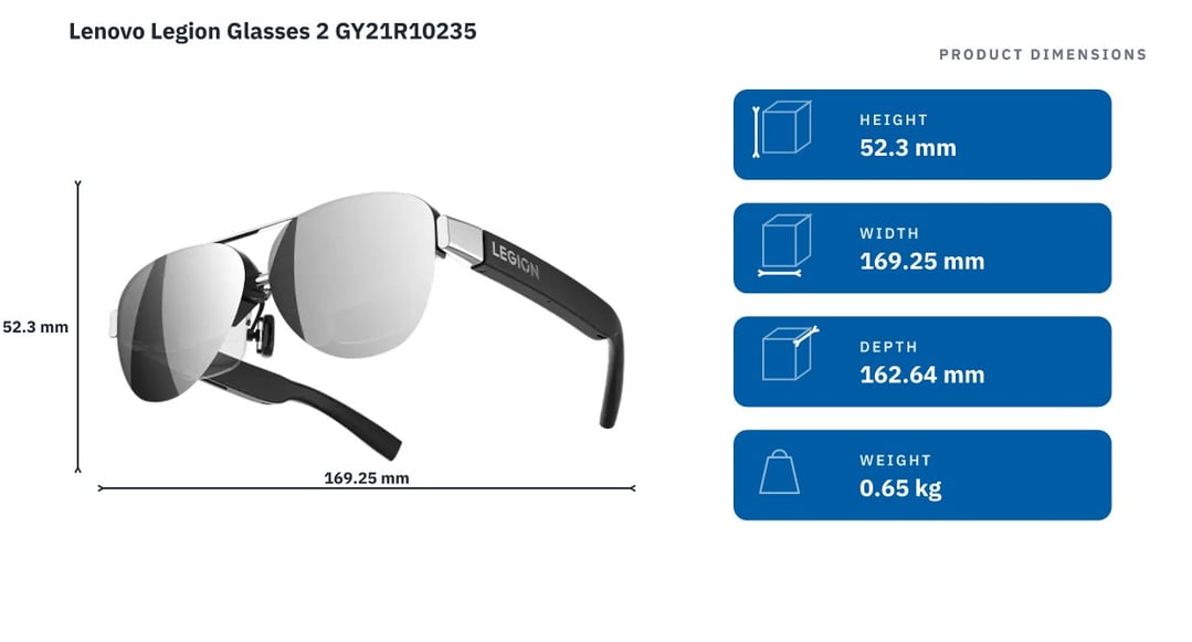 Lenovo Legion Glasses 2 GY21R10235 — product dimensions