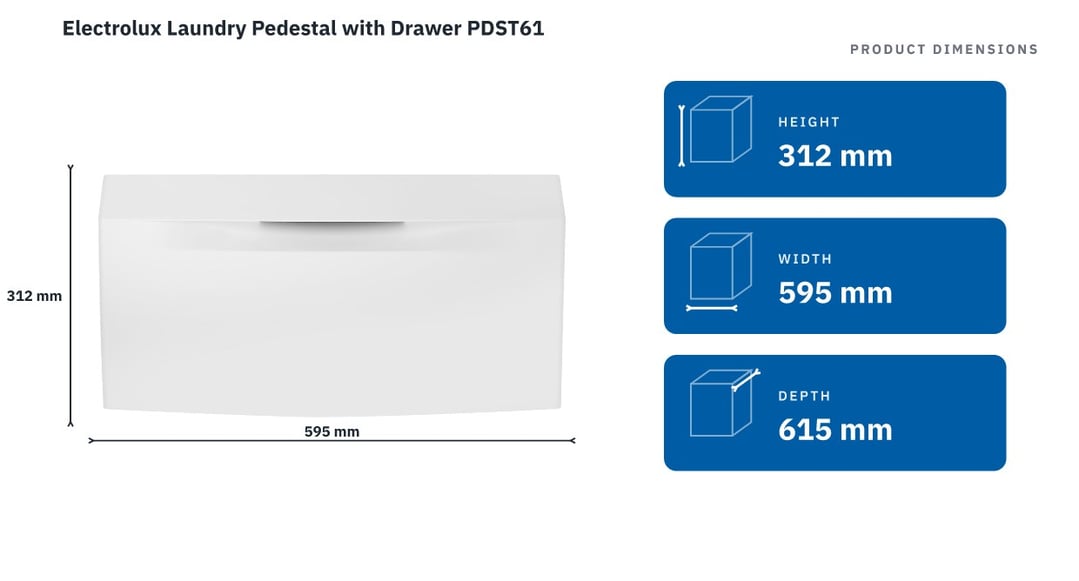 Electrolux Laundry Pedestal with Drawer PDST61 — product dimensions