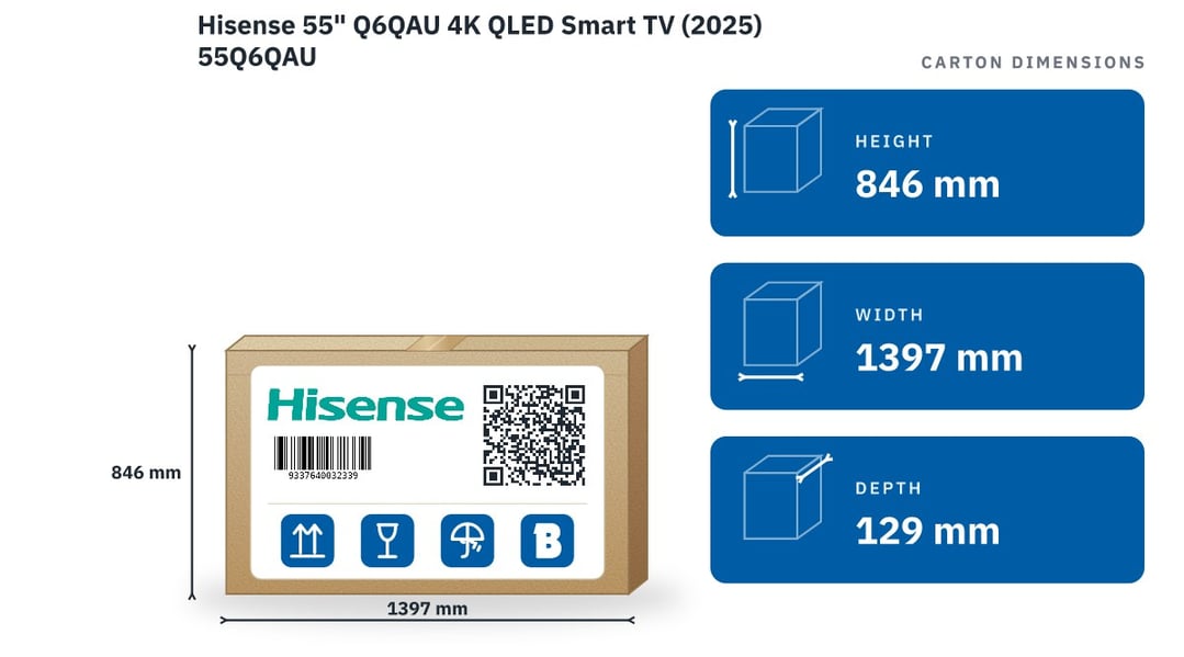 Hisense 55" Q6QAU 4K QLED Smart TV (2025) 55Q6QAU