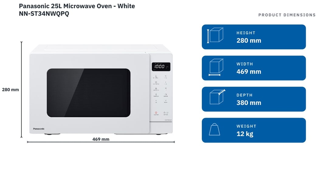 Panasonic 25L Microwave Oven - White NN-ST34NWQPQ