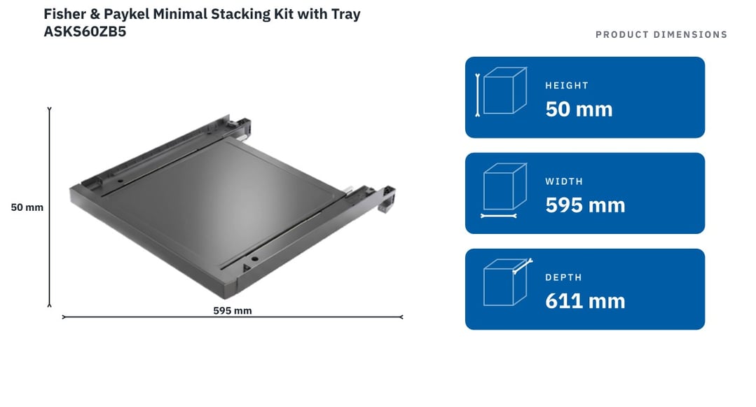 Fisher & Paykel Minimal Stacking Kit with Tray ASKS60ZB5 — product dimensions