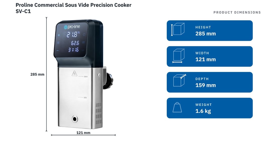 Proline Commercial Sous Vide Precision Cooker SV-C1 — product dimensions