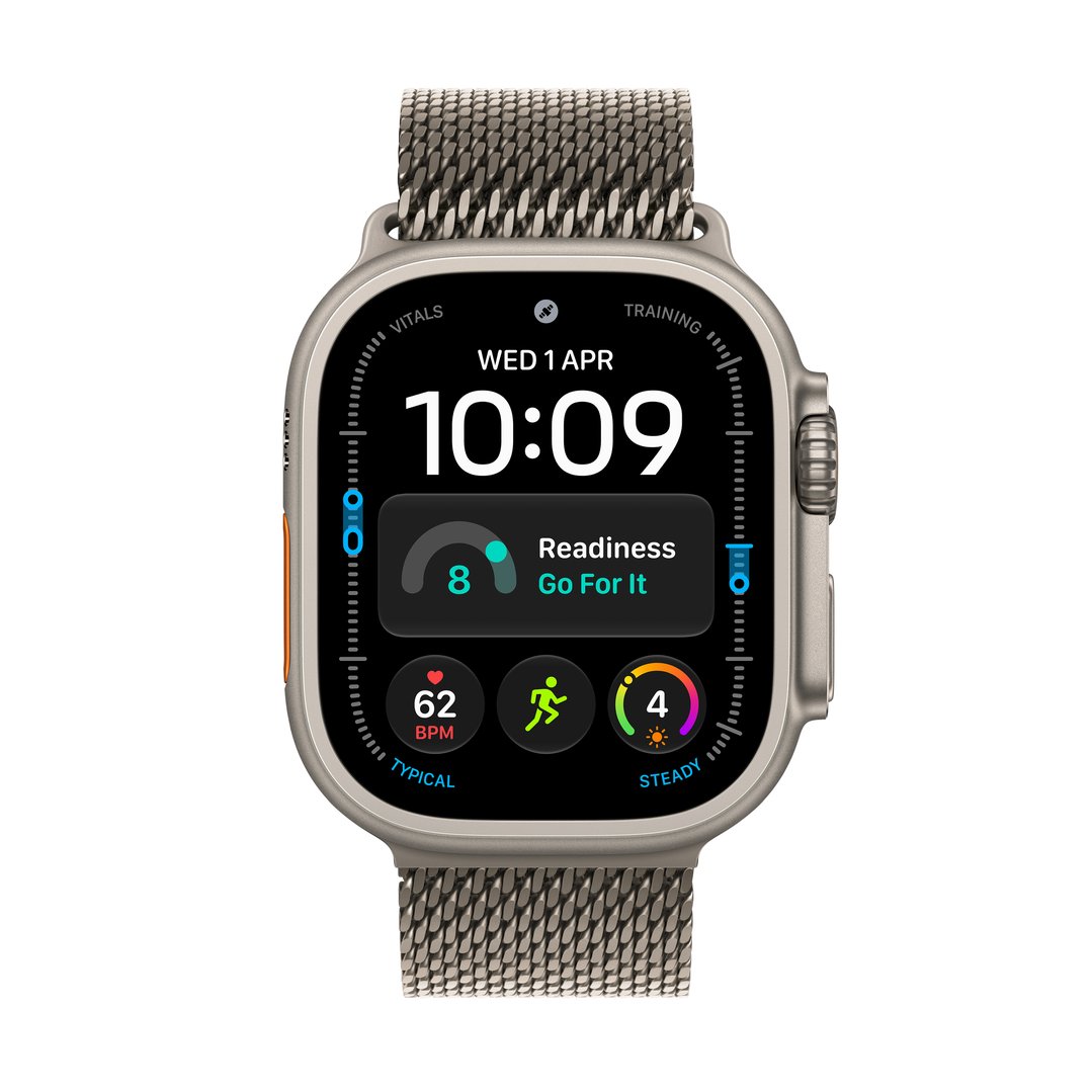 Apple Watch Ultra 4 GPS + Cellular 49mm Natural Titanium Case with Natural Titanium Milanese Loop - M MJA94X/A