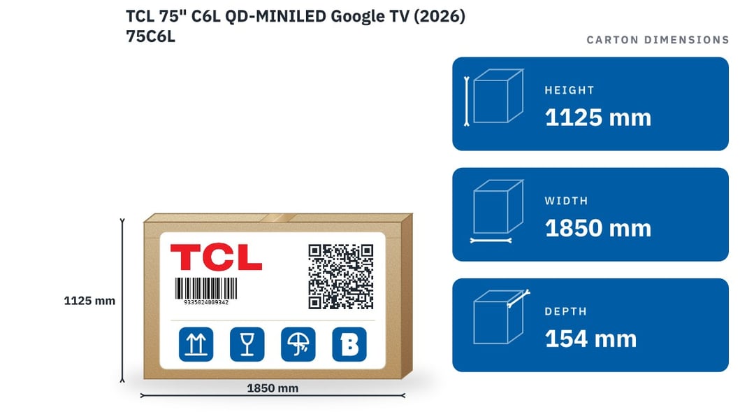 TCL 75" C6L QD-MINILED Google TV (2026) 75C6L