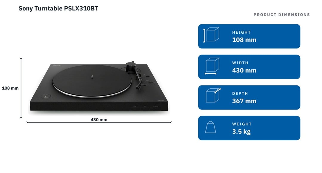 Sony Turntable PSLX310BT — product dimensions