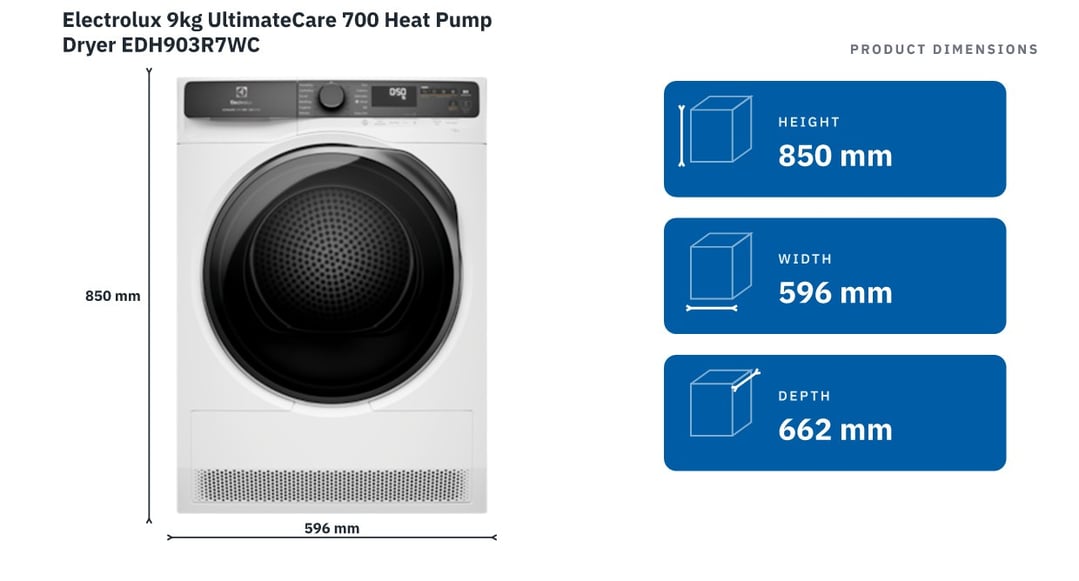 Electrolux 9kg UltimateCare 700 Heat Pump Dryer EDH903R7WC