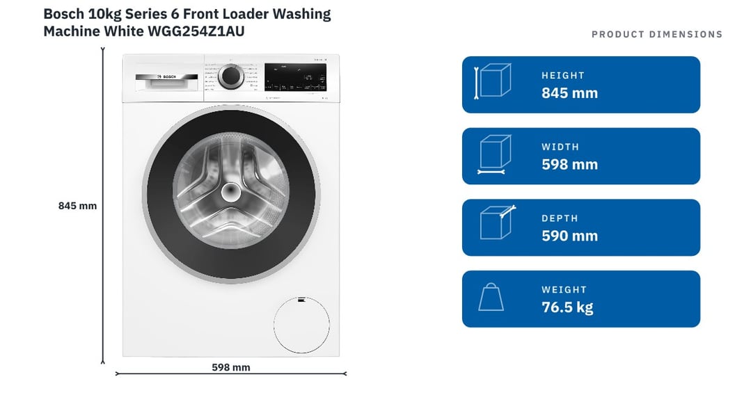 Bosch 10kg Series 6 Front Loader Washing Machine White WGG254Z1AU