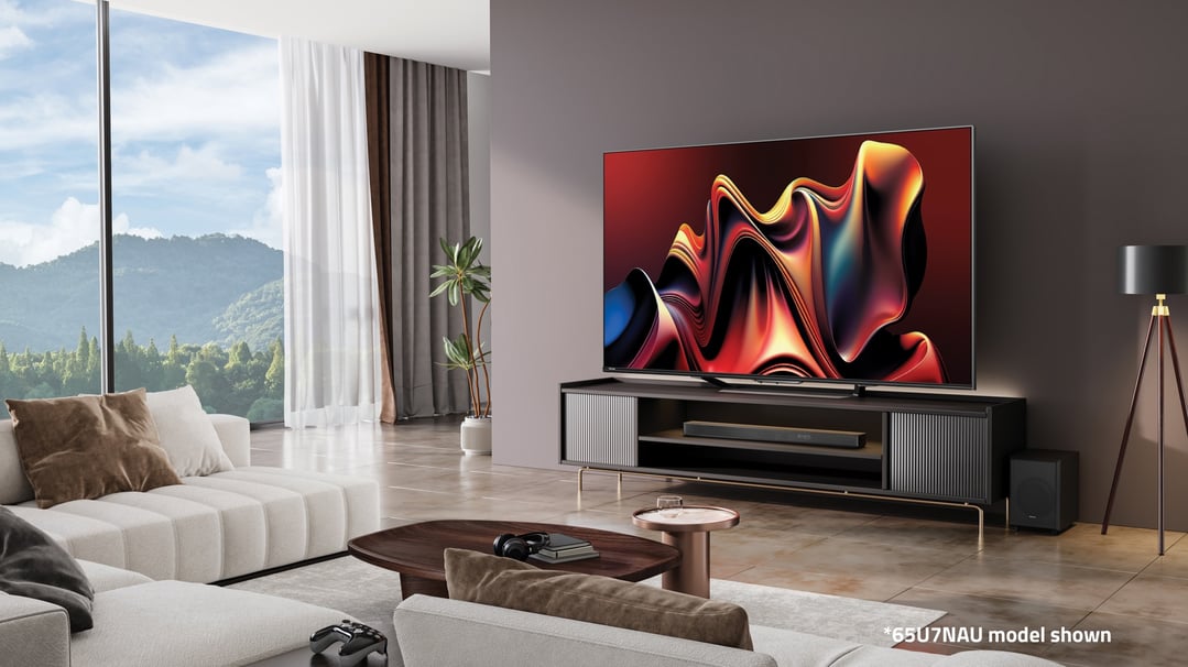 Hisense 65" Series U7N QLED 4K Mini-LED Smart TV in a living room