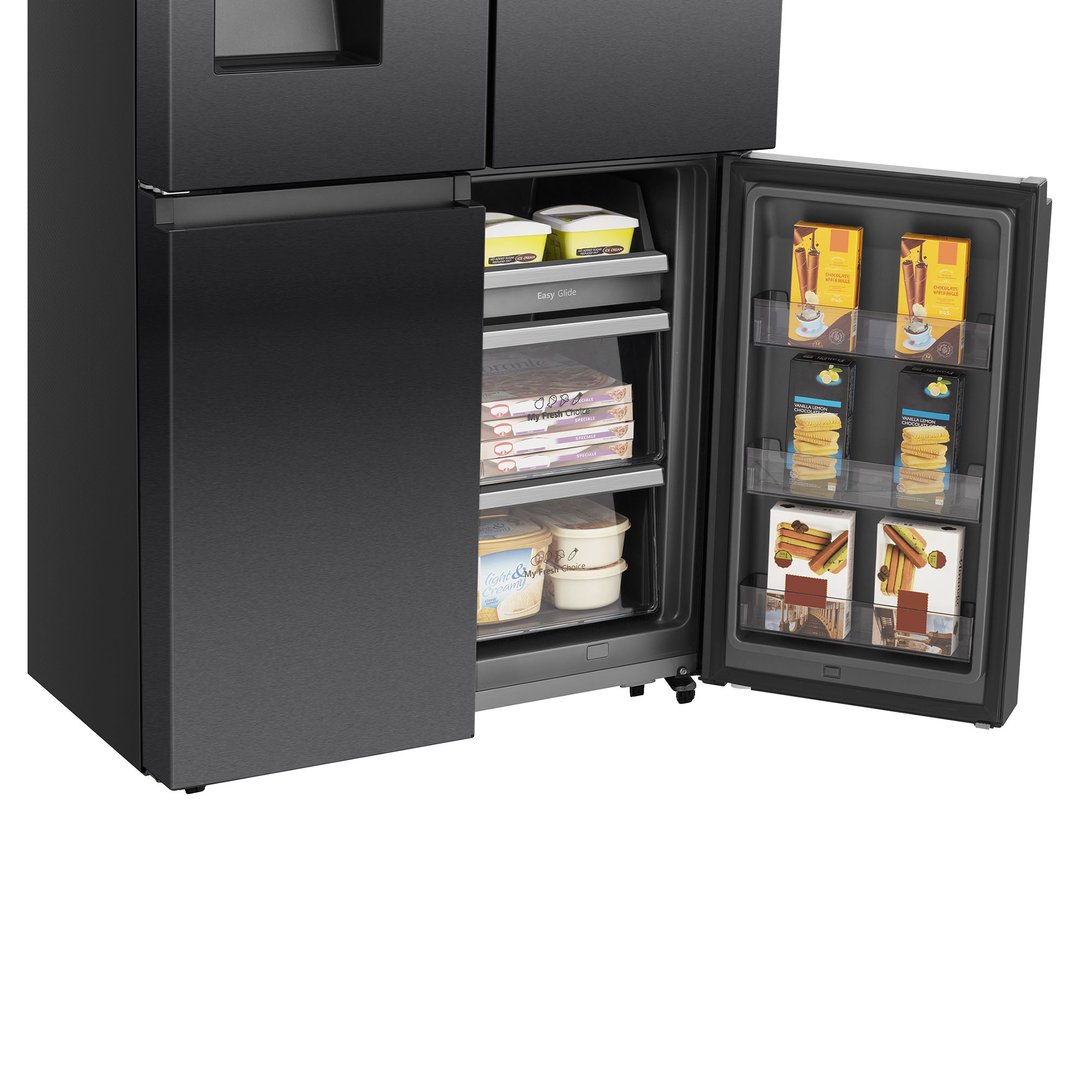 Hisense 585L PureFlat Eclipse French Door Fridge, Black Stainless Steel HRCD586TBWB