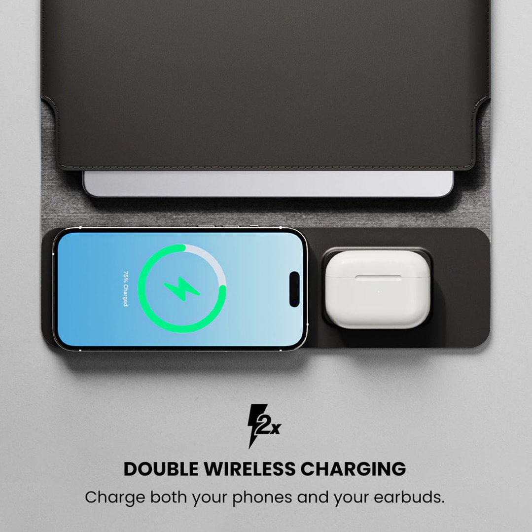 Journey NEXA 4-in-1 Laptop Sleeve with Wireless Charging 16" Black. JWCS16BK