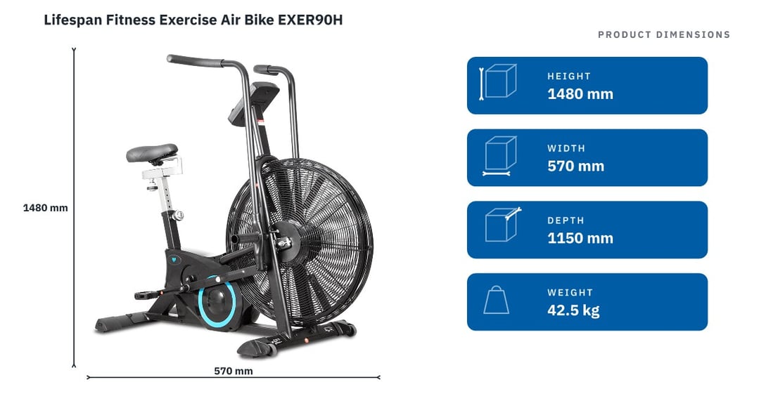 Lifespan Fitness Exercise Air Bike EXER90H — product dimensions