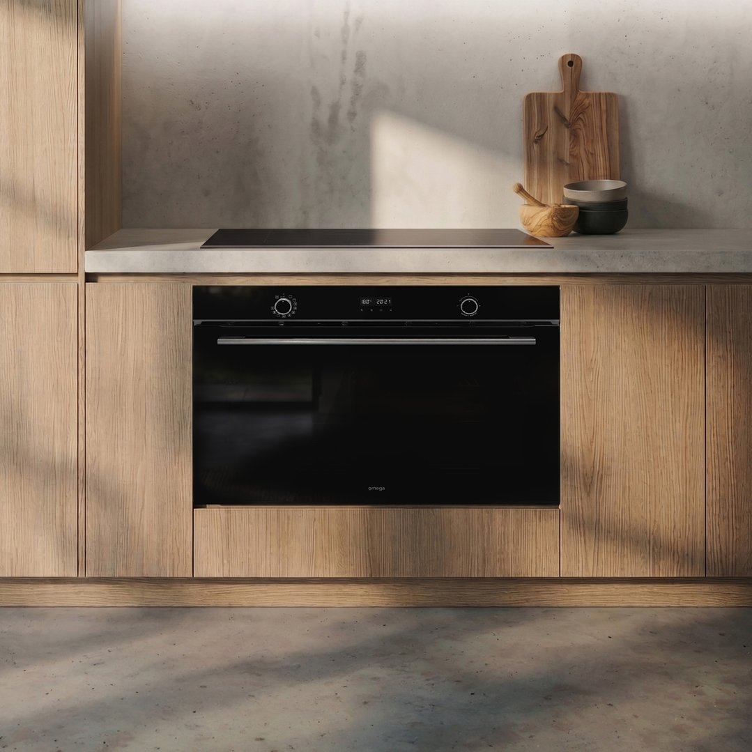 Omega 90×60cm 11 Function Pyrolytic Oven with Steam Bake & Air Fry, Midnight OBOP9011AM