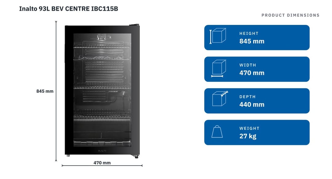 Inalto 93L Beverage Chiller, Black IBC115B